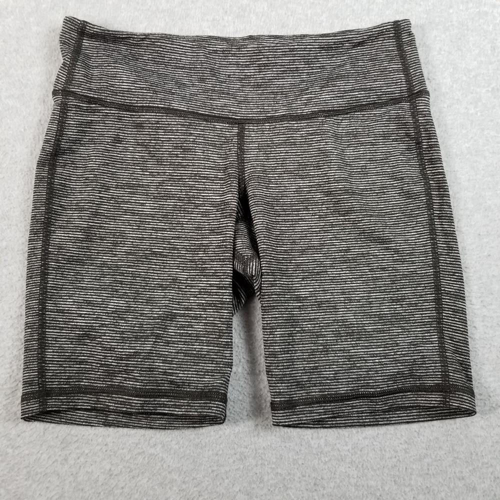 Old Navy Biker Shorts Women Medium M Black White Striped Go-Dry Athletic Stretch
